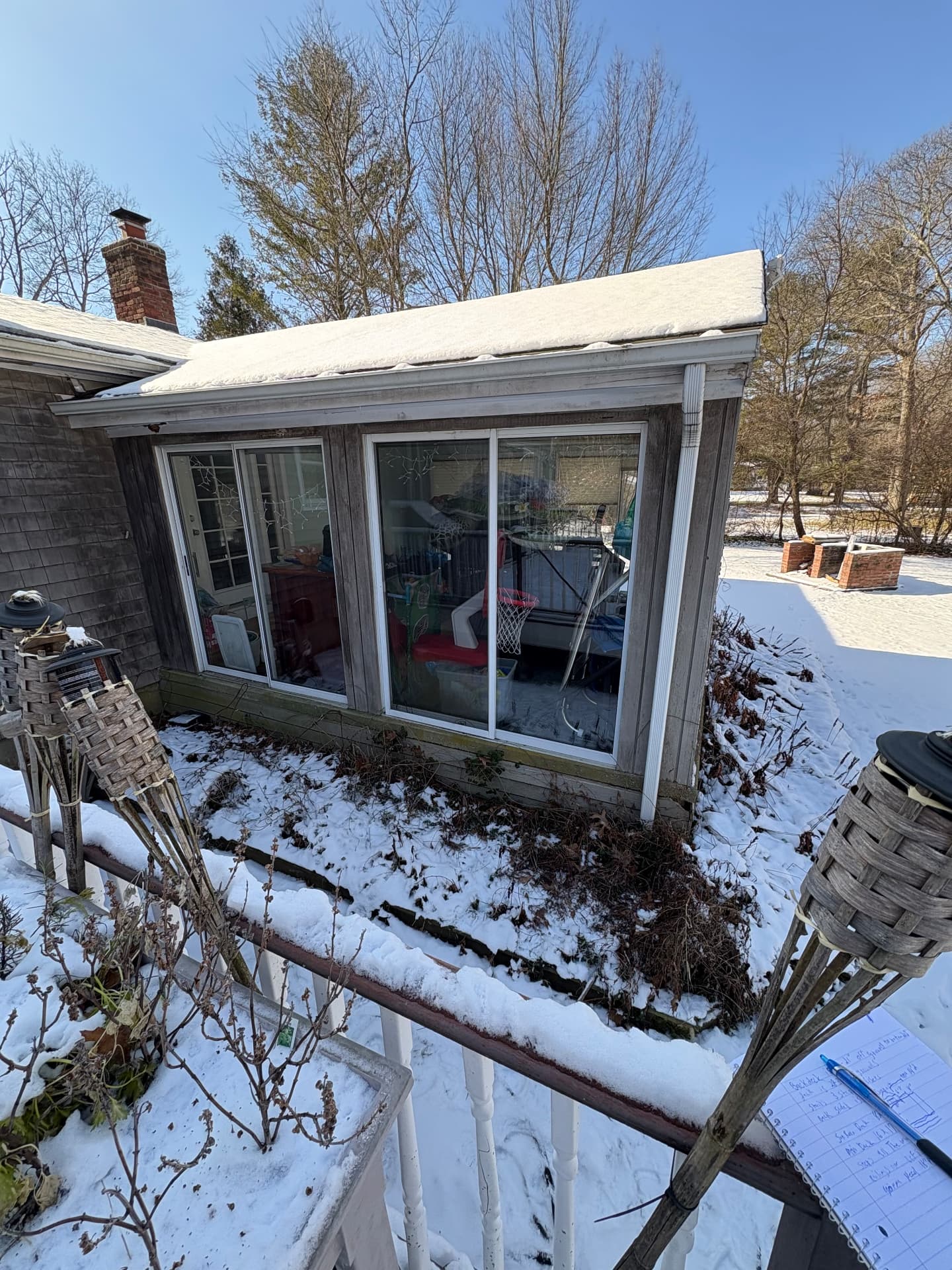 136 Rustic Acres — existing sunroom before demolition